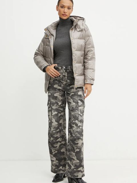 Twinset kurtka puchowa damska kolor szary zimowa 242TT2381