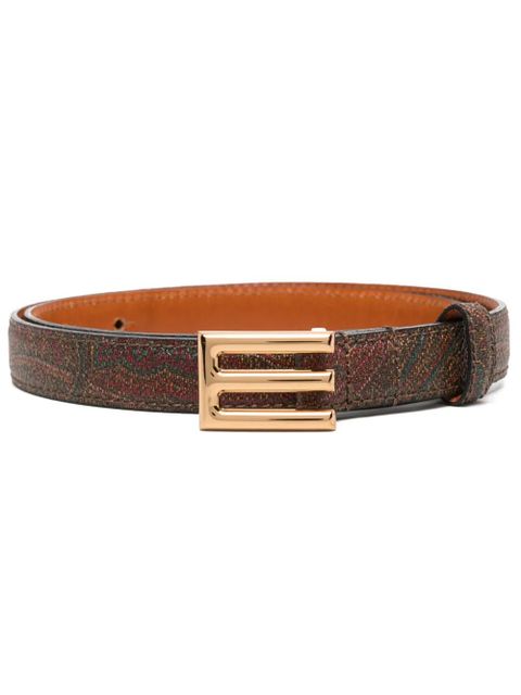 ETRO logo-buckle paisley leather belt - Brown - zdjęcie produktu nr 1