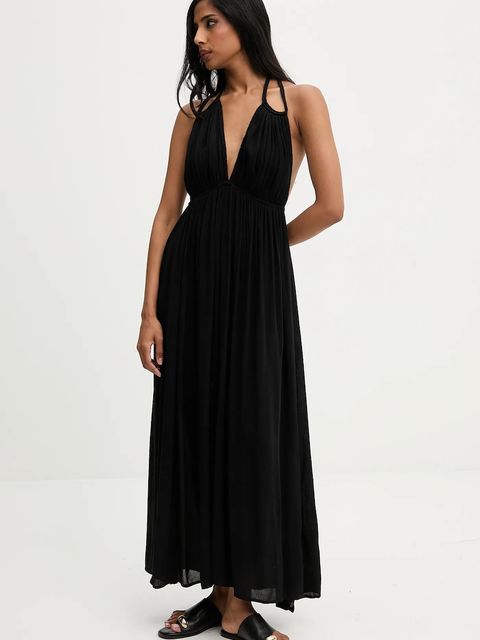 Answear.LAB sukienka kolor czarny maxi rozkloszowana
