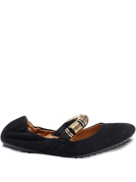 Tod's ring-detail suede ballet flats - Black - zdjęcie produktu nr 1