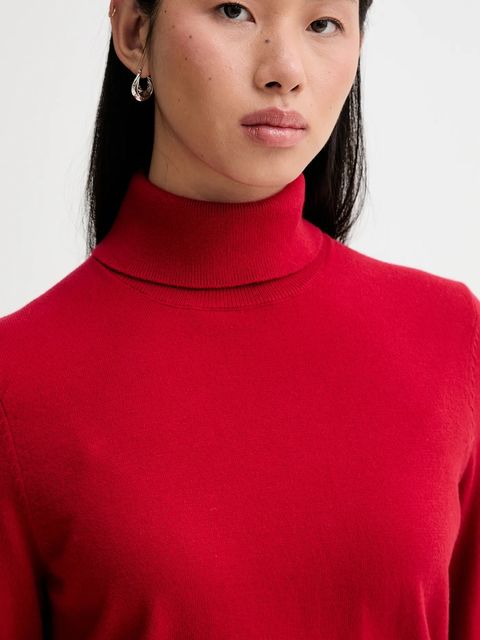 Marc O'Polo sweter damski kolor czerwony lekki z golfem 5000007462