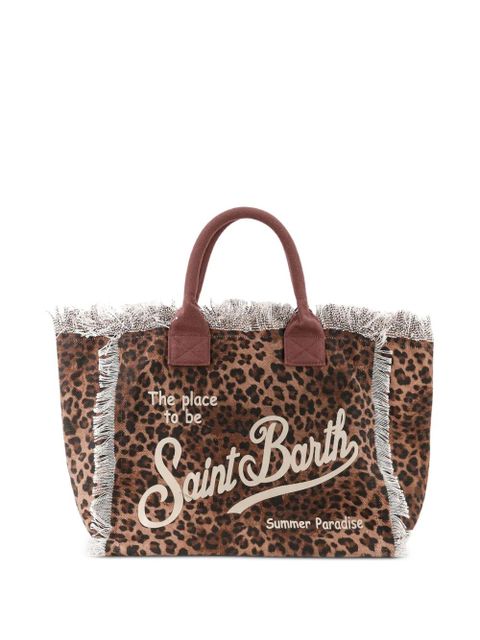 MC2 Saint Barth leopard-print frayed tote bag - Brown
