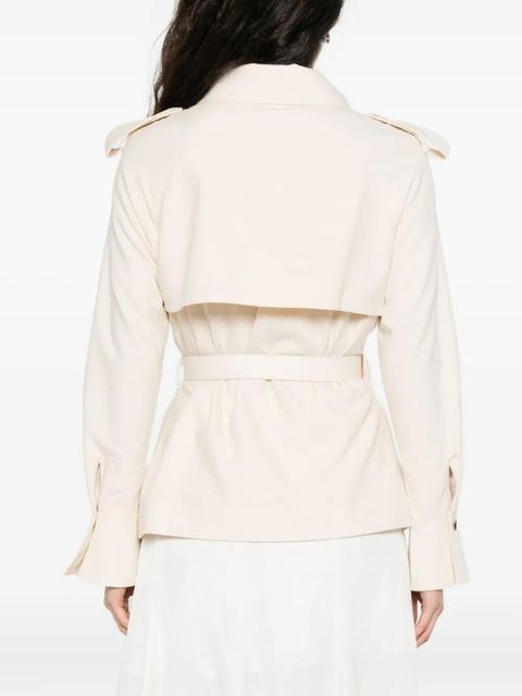 Self-Portrait belted twill jacket - Neutrals