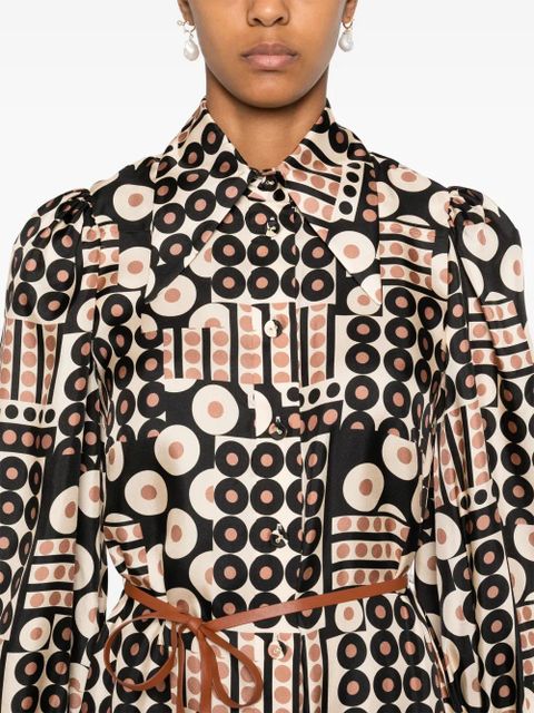 ZIMMERMANN Illustration midi dress - Brown