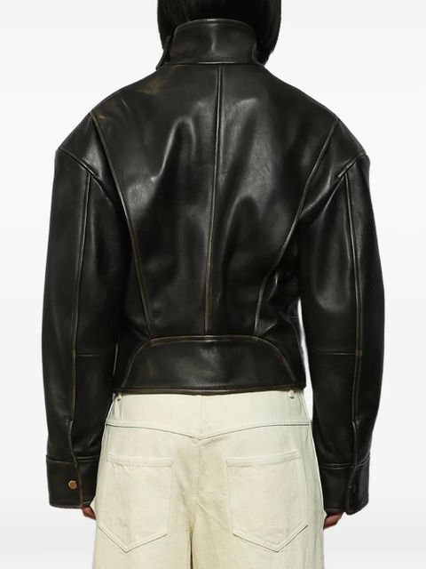 Christopher Esber burnished belted leather jacket - Black