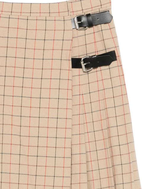 Barbour Hollington buckle-fastening Tattersall midi skirt - Neutrals