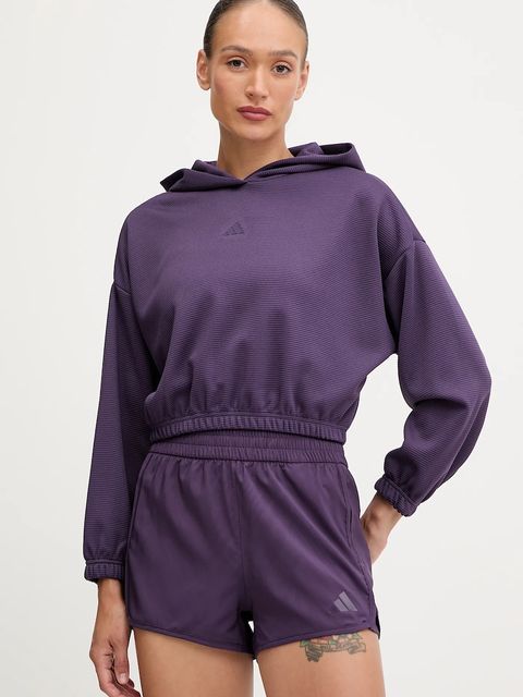adidas Performance bluza treningowa Cover-up damska kolor fioletowy z kapturem gładka JY2667 - zdjęcie produktu nr 1