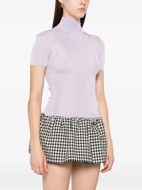 Self-Portrait high-neck top - Purple