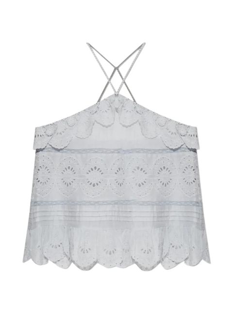 MARANT ÉTOILE Prisha broderie-anglaise ruffled top - Blue - zdjęcie produktu nr 1