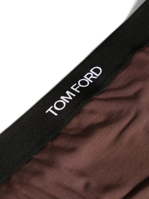 TOM FORD logo-jacquard thong - Brown