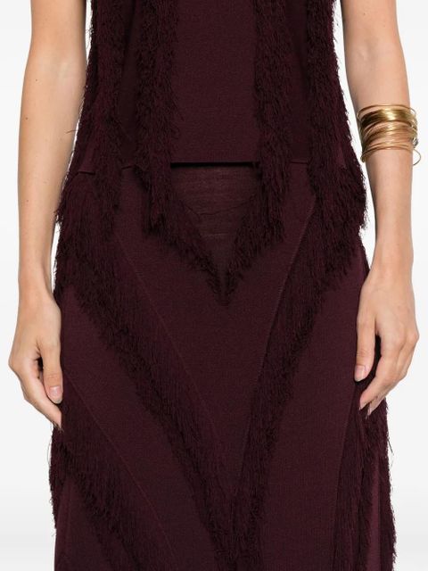 Ulla Johnson fringed panelled midi skirt - Red