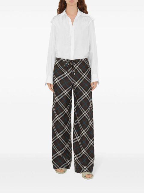 Burberry check-pattern silk trousers - Brown - zdjęcie produktu nr 2