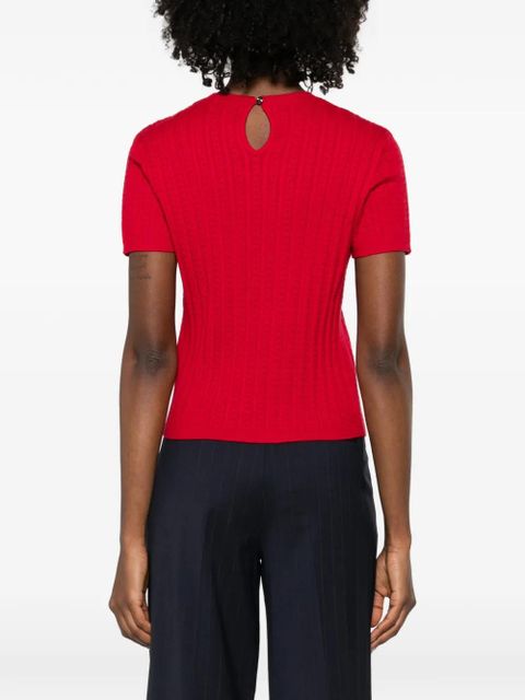 Maje cable-knit crew-neck top - Red