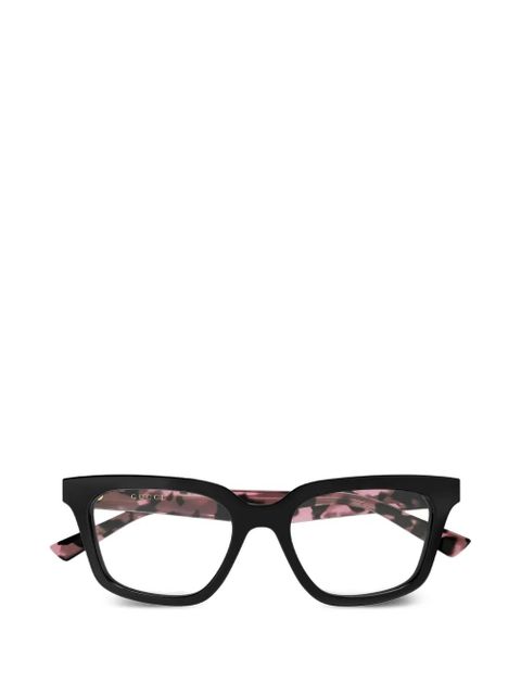 Gucci Eyewear tortoiseshell-effect logo-plaque glasses - Black - zdjęcie produktu nr 1