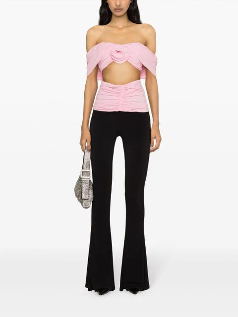 Magda Butrym rose-appliqué ruched top - Pink