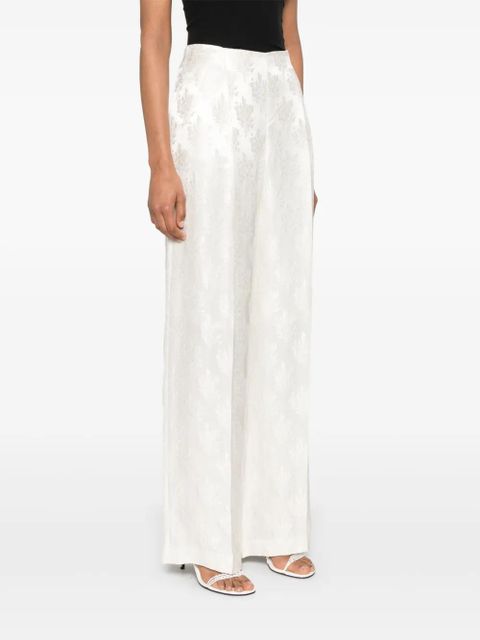 FENDI floral-jacquard trousers - White