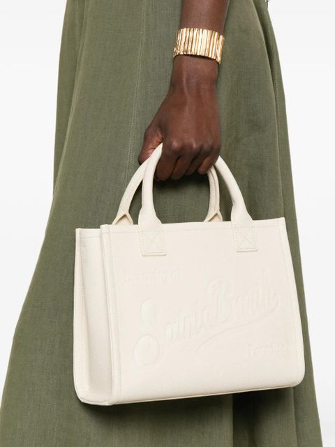 MC2 Saint Barth logo-embossed grained leather tote bag - White