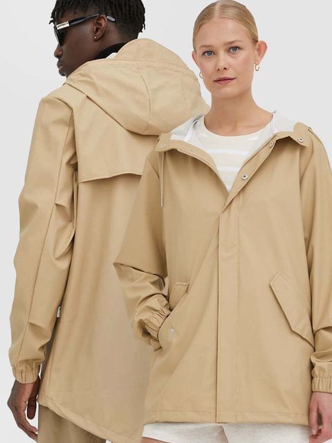 Rains kurtka przeciwdeszczowa 18010 Fishtail Jacket kolor beżowy przejściowa 18010.24-24Sand - zdjęcie produktu nr 1