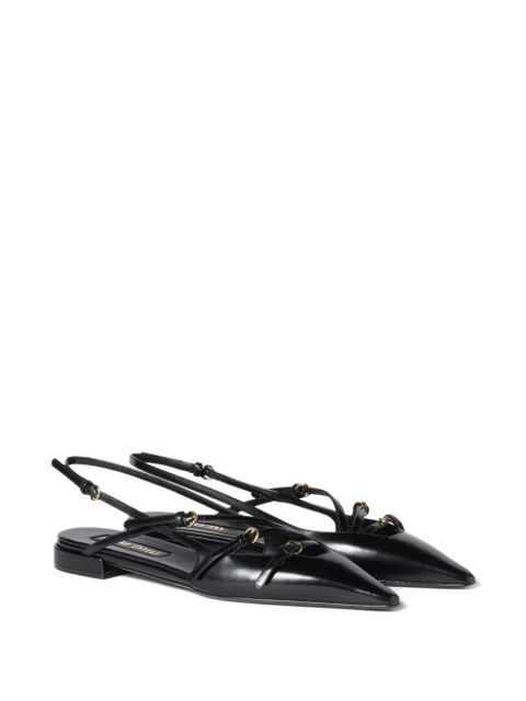 Miu Miu buckled slingback flat pumps - Black