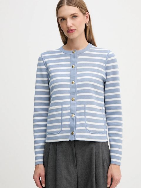 Tommy Hilfiger kardigan dwustronny kolor niebieski lekki WW0WW40846 - zdjęcie produktu nr 2