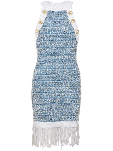Balmain fringed tweed minidress - Blue - zdjęcie produktu nr 1