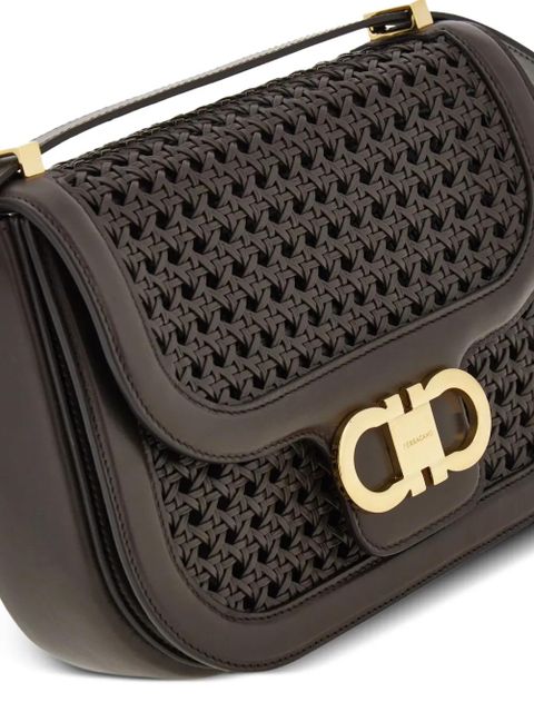 Ferragamo small Gancini North-South cross body bag - Brown