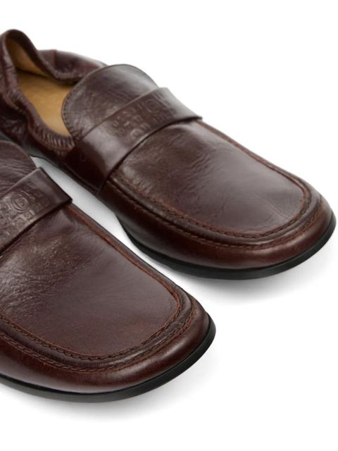 MM6 Maison Margiela Penny-strap leather loafers - Brown