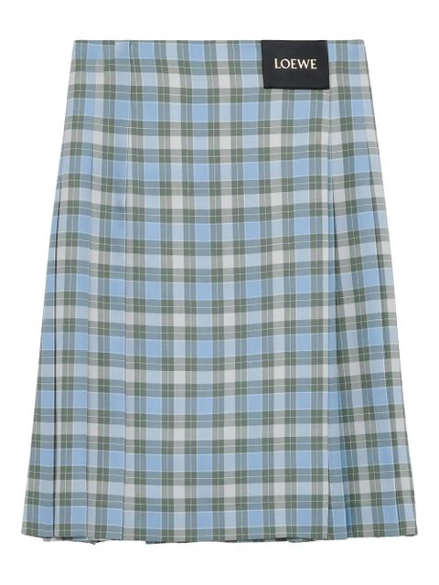 LOEWE Pleated skirt in wool blend - Blue - zdjęcie produktu nr 1
