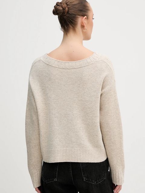 United Colors of Benetton sweter z dodatkiem wełny damski kolor beżowy 126WD402Z