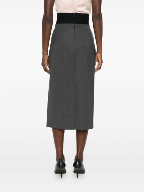 Sportmax contrast-waistband skirt - Grey