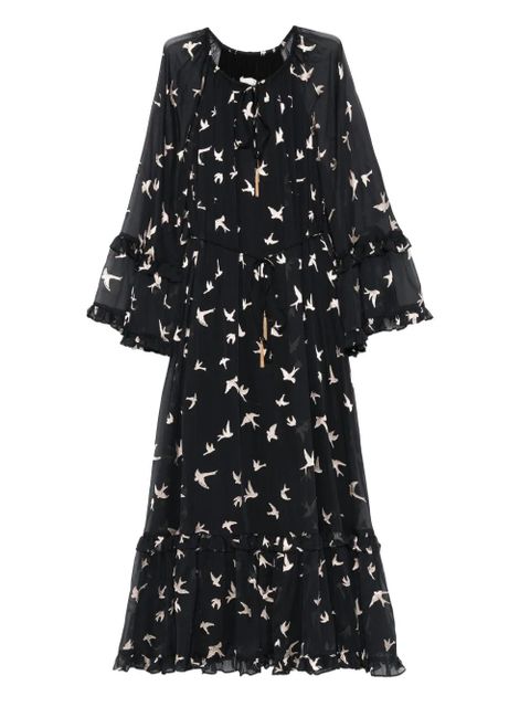 ZIMMERMANN bird-print ruffled dress - Black - zdjęcie produktu nr 1