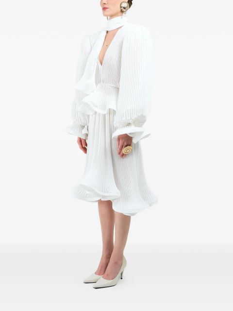 Rowen Rose pleated midi skirt - White