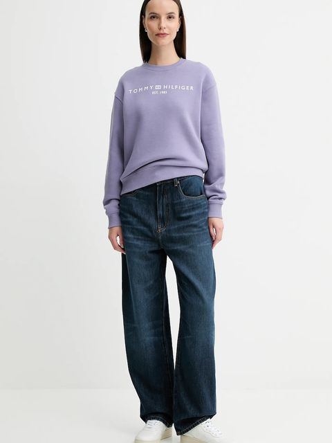 Tommy Hilfiger bluza damska kolor fioletowy z nadrukiem WW0WW39791