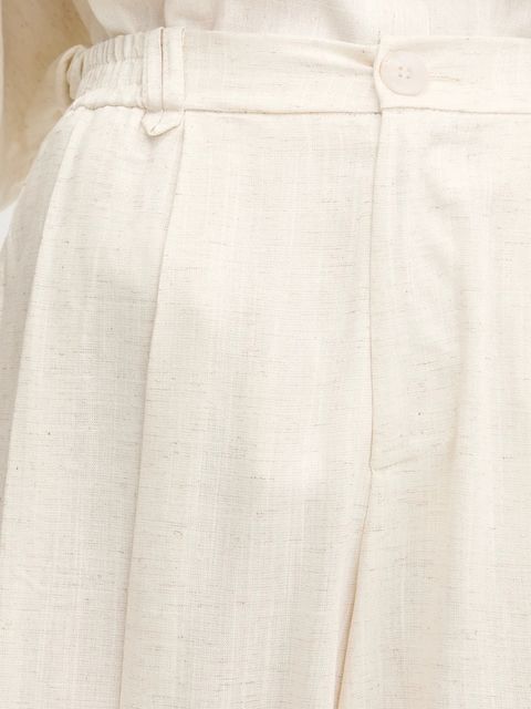 Answear.LAB szorty z lnem damskie kolor beżowy gładkie high waist