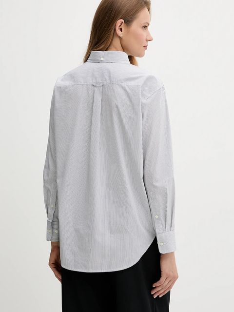 Gant koszula bawełniana damska kolor granatowy relaxed z kołnierzykiem klasycznym 4300557