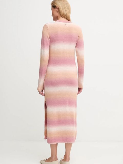 Pepe Jeans sukienka z domieszką wełny kolor różowy midi prosta PL9537713 - zdjęcie produktu nr 2