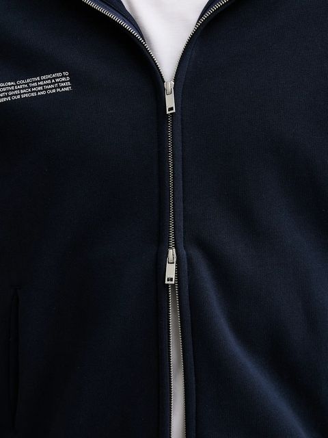 Pangaia bluza bawełniana kolor granatowy z kapturem gładka 10002675