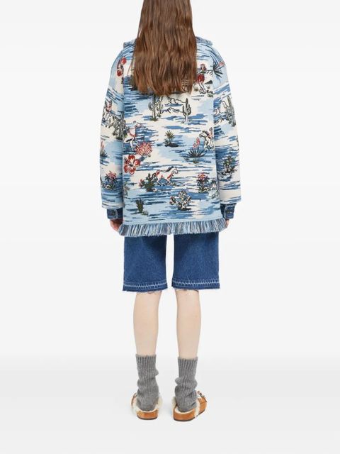 Alanui Tex-Hawaii Roundtrip fringed tapestry cardigan - Blue
