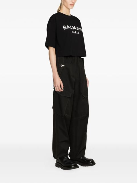 Balmain logo-print cropped T-shirt - Black - zdjęcie produktu nr 2