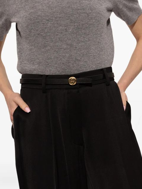 Tory Burch medallion Double T-motif leather belt - Black