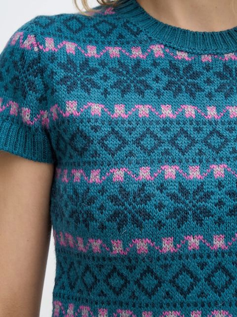 United Colors of Benetton sweter z dodatkiem wełny x Stranger Things damski kolor turkusowy 171RE10EN