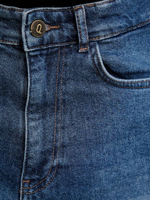 Answear.LAB szorty jeansowe damskie kolor granatowy gładkie high waist