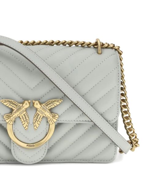 PINKO Love chevron bird-ring leather shoulder bag - Grey