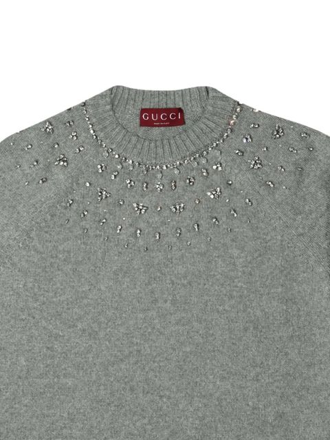 Gucci embellished crew-neck sweater - Grey