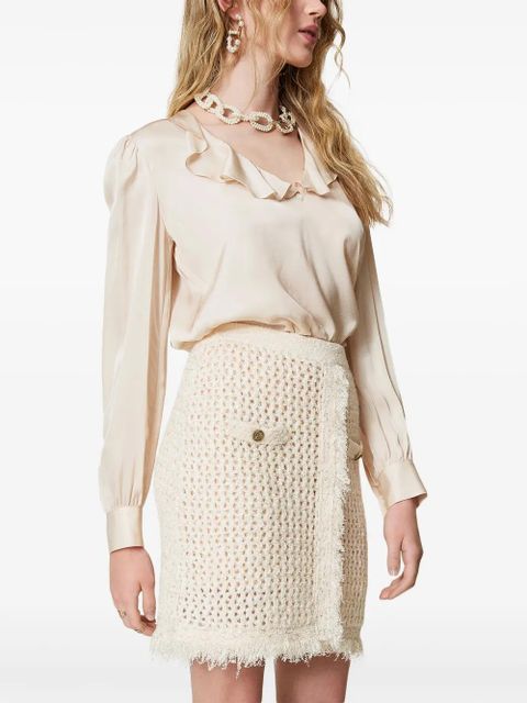 TWINSET mesh-knit miniskirt - White