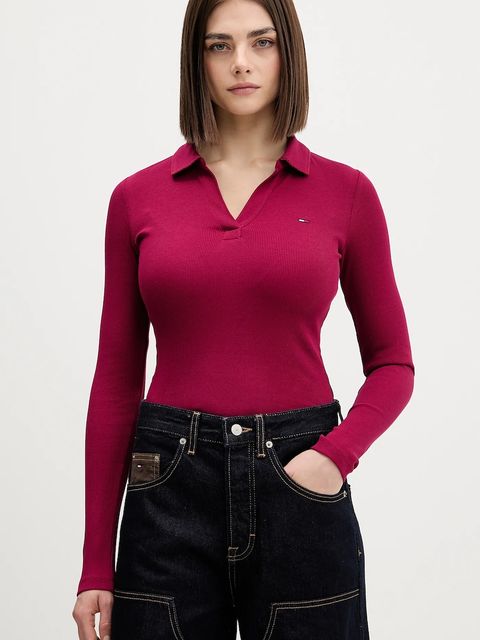 Tommy Jeans longsleeve kolor bordowy DW0DW21933 - zdjęcie produktu nr 1