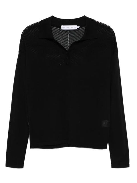Proenza Schouler polo-collar ribbed top - Black - zdjęcie produktu nr 1