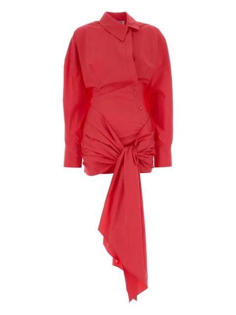 The Attico long-sleeved poplin shirt dress - Red - zdjęcie produktu nr 1