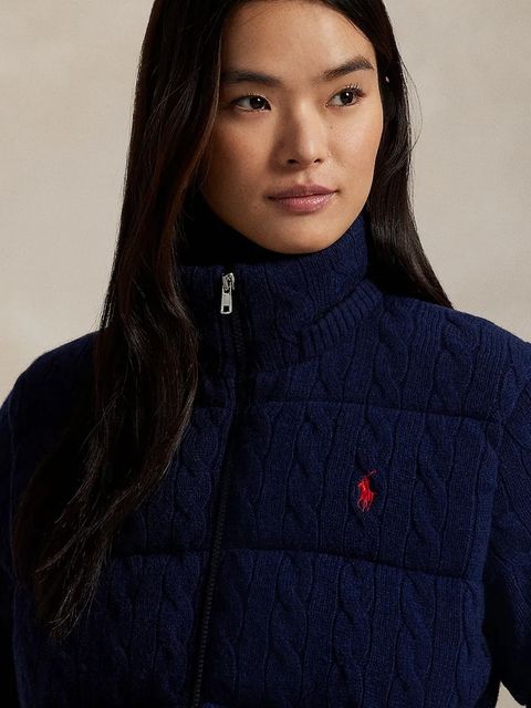 Polo Ralph Lauren kurtka wełniana kolor granatowy zimowa oversize 211A92614