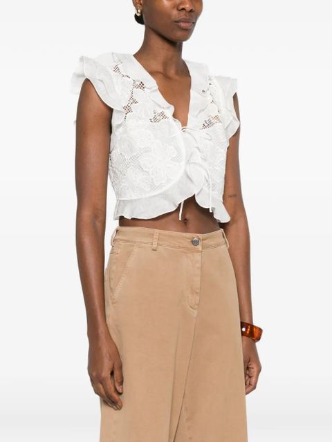 SANDRO ruffled-detail blouse - White